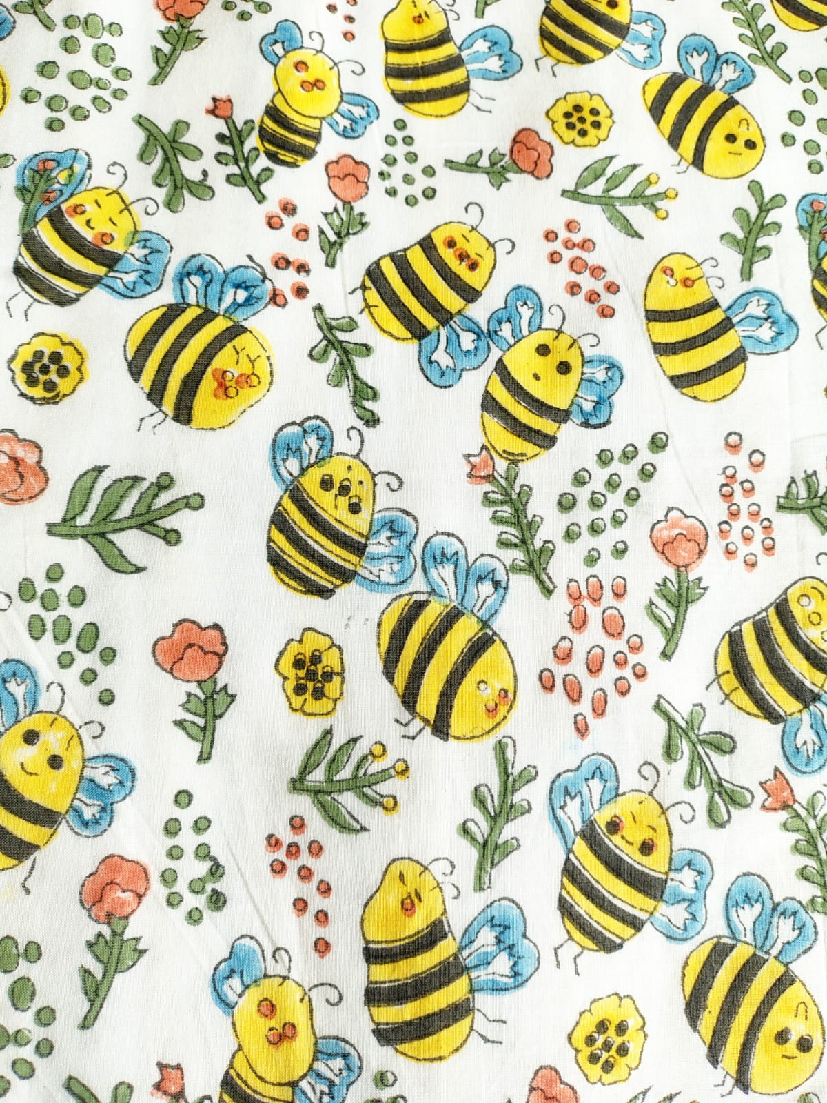 Bees Print Kids Hand Block Reversible Dohar