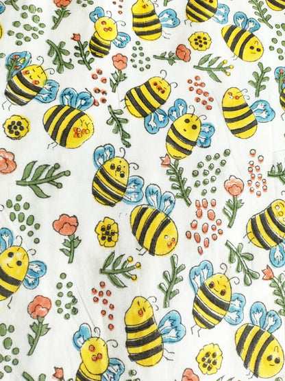 Bees Print Kids Hand Block Reversible Dohar
