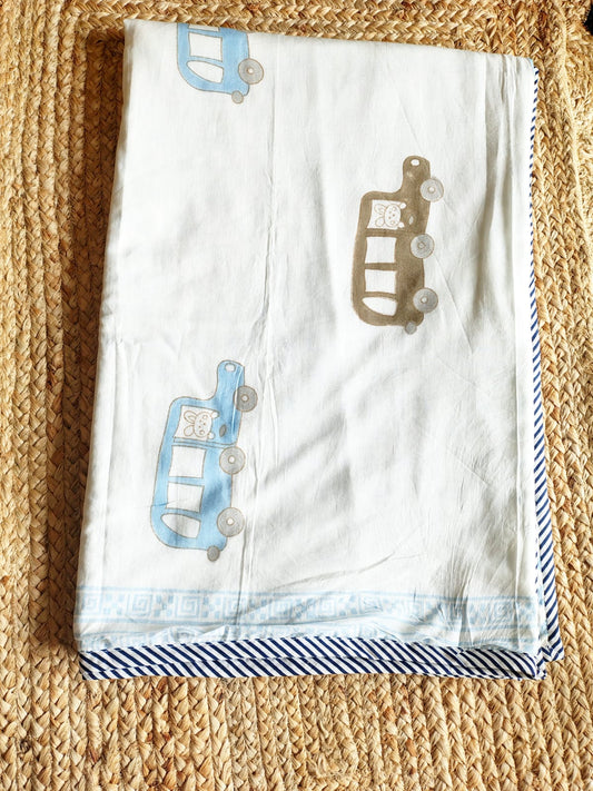 Car Print Kids Hand Block Reversible Dohar
