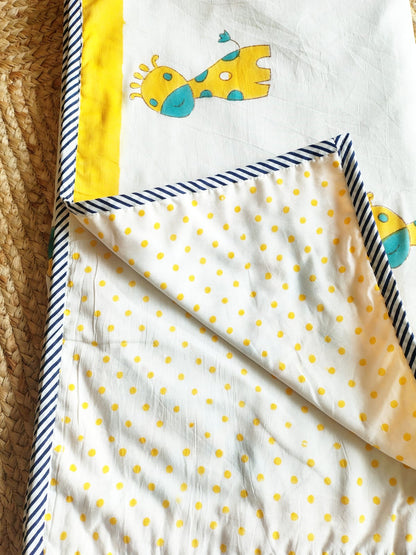 Giraffe Print Kids Hand Block Reversible Dohar