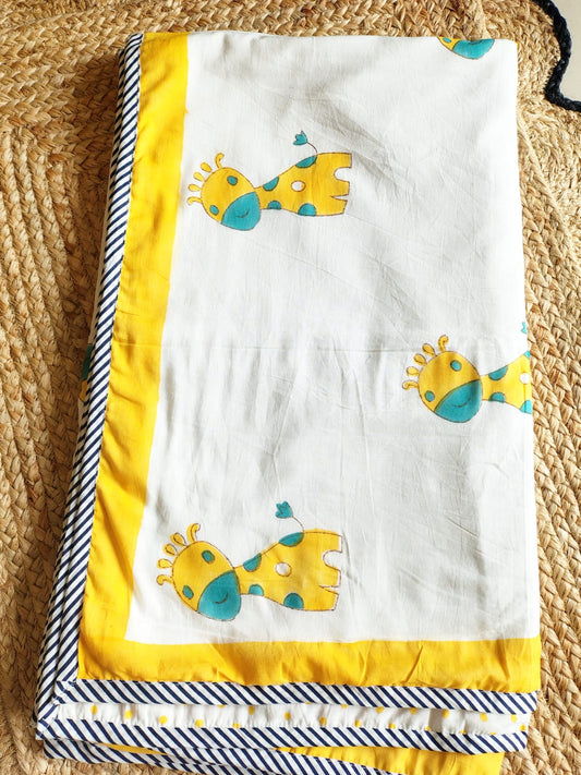 Giraffe Print Kids Hand Block Reversible Dohar