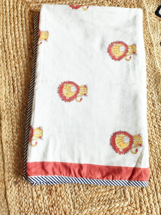 Lion Print Kids Hand Block Reversible Dohar