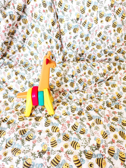 Bees Print Kids Hand Block Reversible Quilt