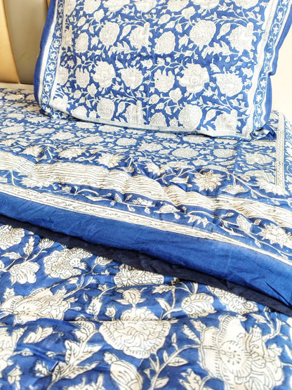 Neel Kamal Block Print Bedsheet & Quilt Set