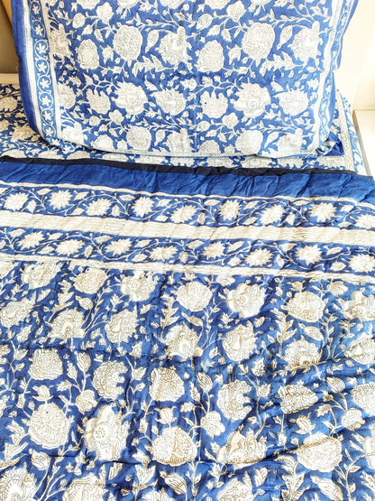 Neel Kamal Block Print Bedsheet & Quilt Set