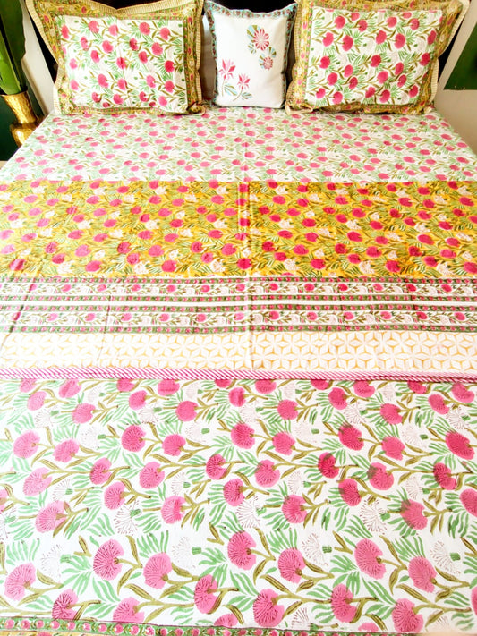 Pink Blossom Matching Bedsheet & Dohar Set
