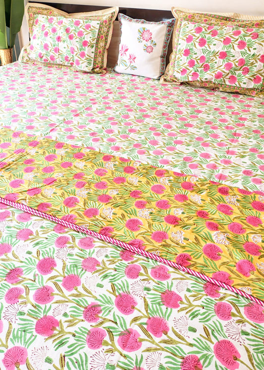 Pink Blossom Matching Bedsheet & Dohar Set