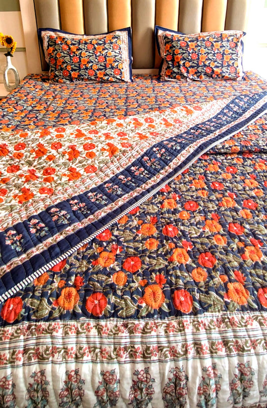 Orange Marie Quilted Bedcover