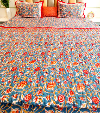 Blue Berry Quilted Bedcover