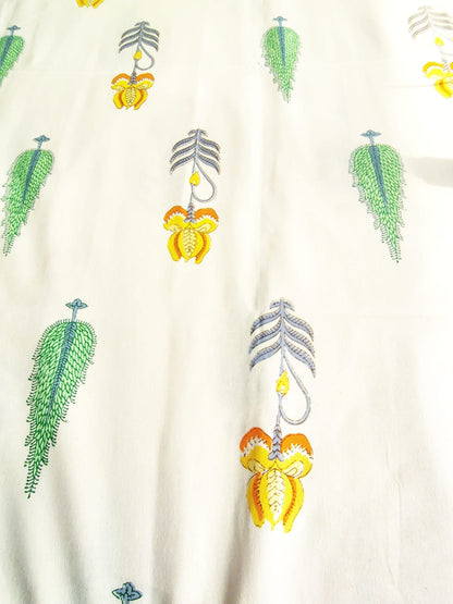 Yellow Pine Traditional Printed Bedsheet with Two Reversible Pillow Covers