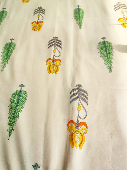 Yellow Pine Traditional Printed Bedsheet with Two Reversible Pillow Covers