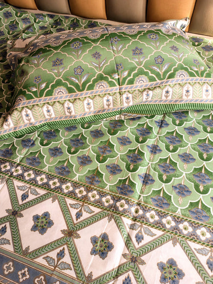 Kohinoor Traditional Printed Bedsheet with Two Reversible Pillow Covers