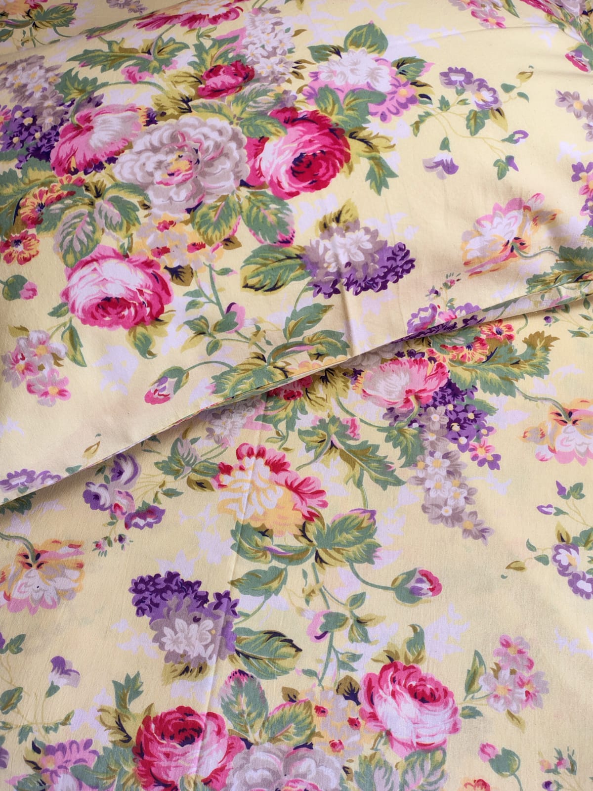 Pink Floral Traditional Printed Bedsheet with Two Reversible Pillow Covers