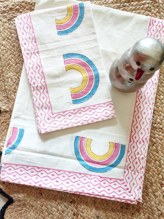 Rainbow Print Kids Hand Block Bedsheet