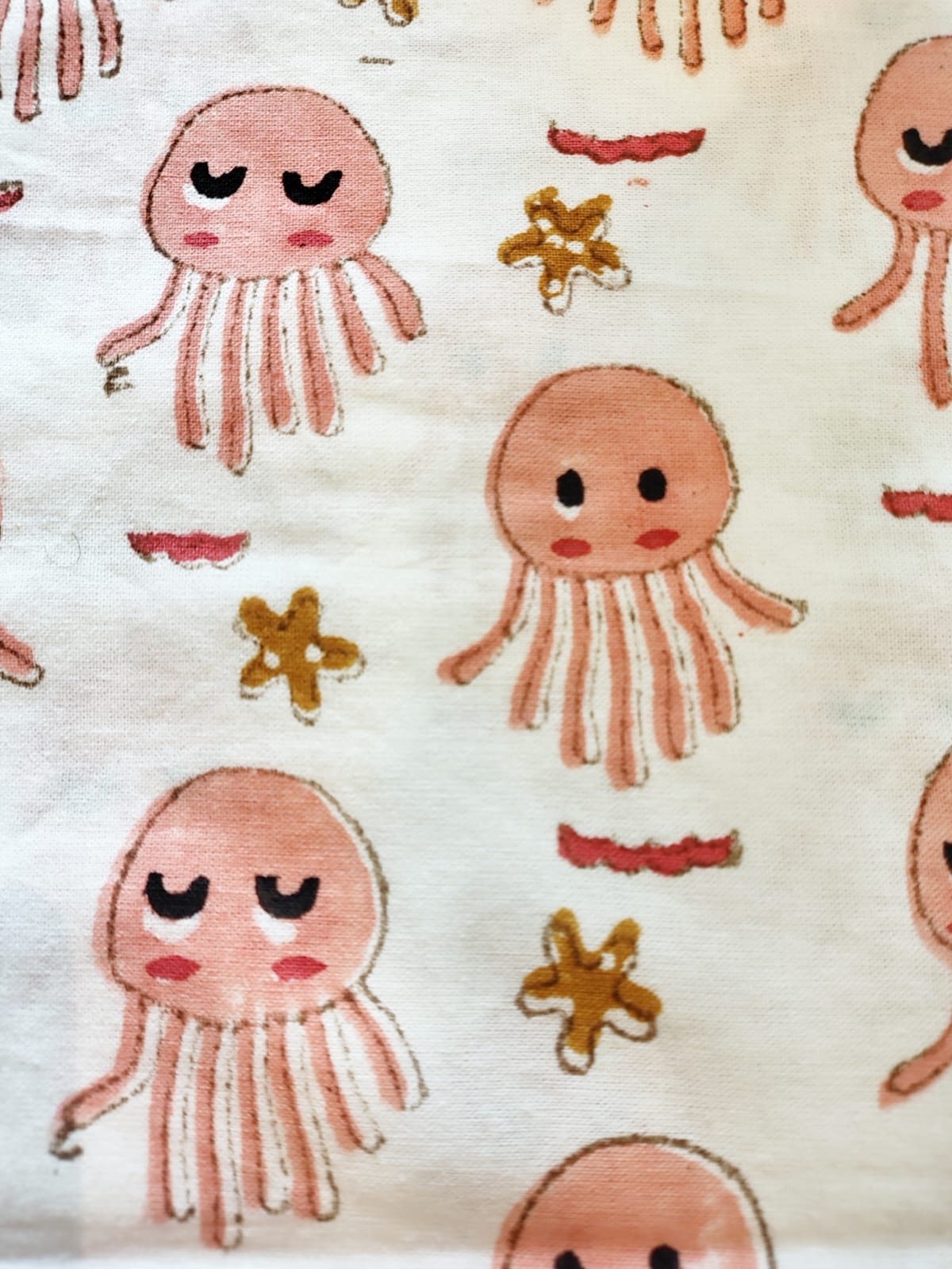 Jelly Fish Print Kids Hand Block Bedsheet
