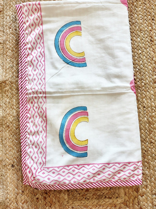 Rainbow Print Kids Hand Block Reversible Dohar