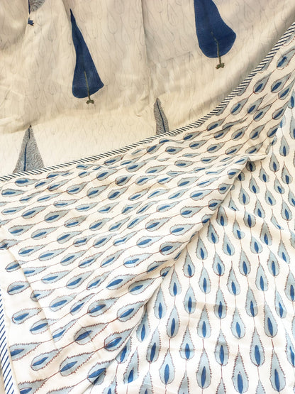 Begum Blue Pine Hand Block Reversible Dohar