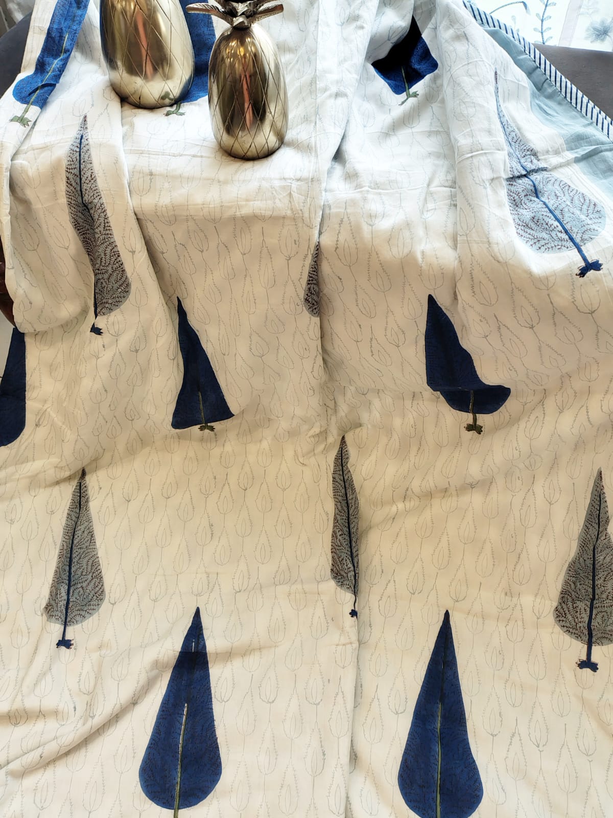 Begum Blue Pine Hand Block Reversible Dohar