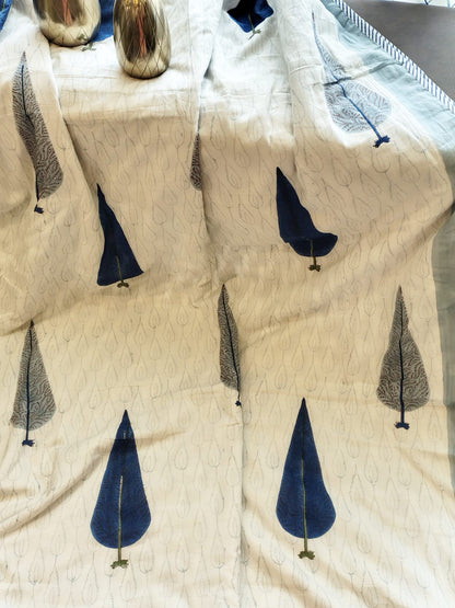 Begum Blue Pine Hand Block Reversible Dohar