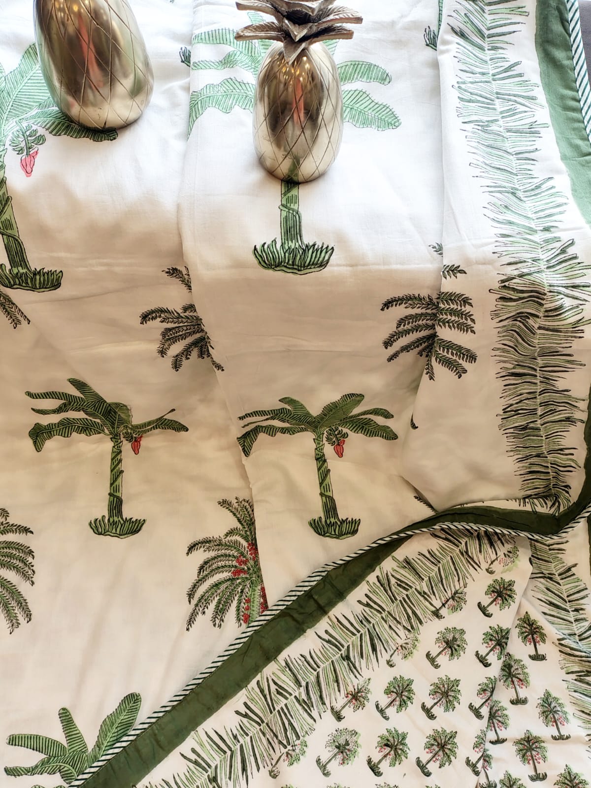 Green Palm Tree Hand Block Reversible Dohar