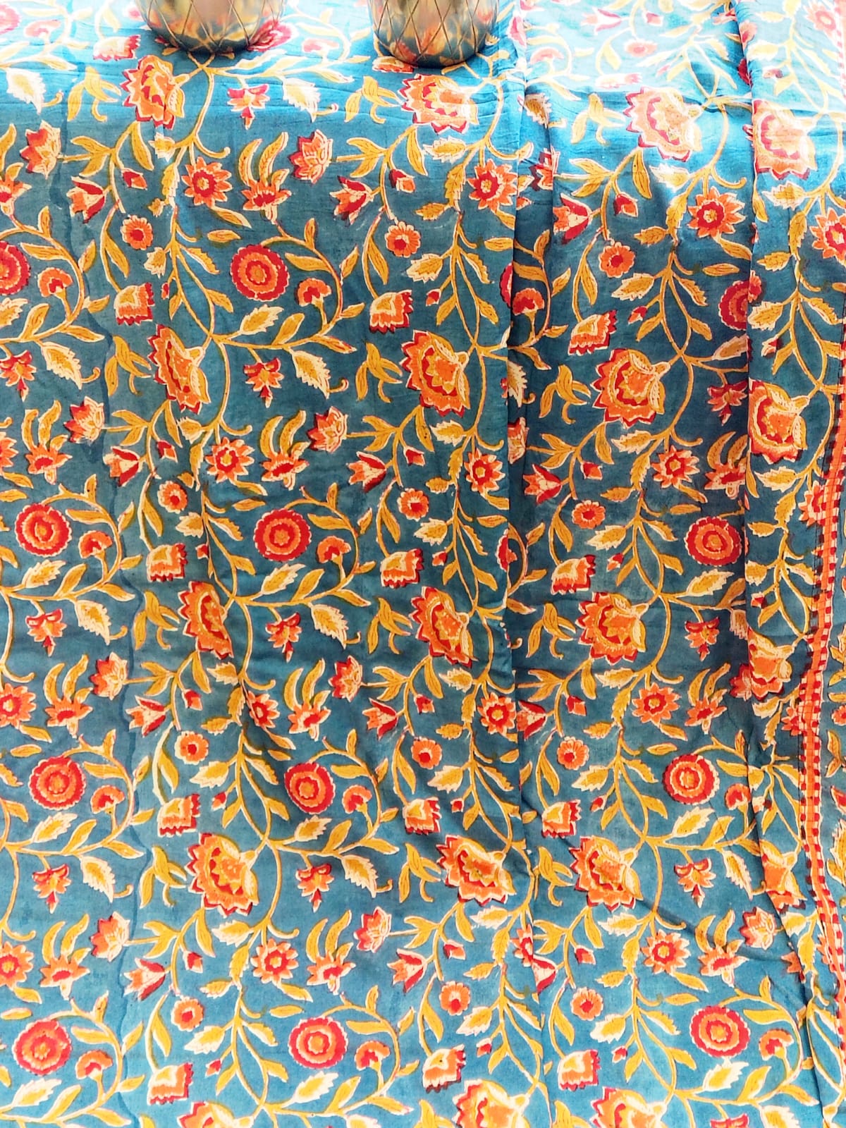 Begum Blue Floral Hand Block Reversible Dohar
