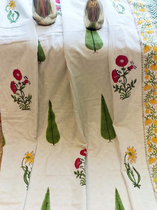 Begum White Forest Hand Block Reversible Dohar
