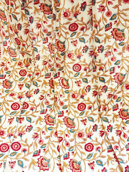 Begum White Floral Hand Block Reversible Dohar