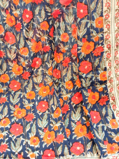 Orange Marie Hand Block Reversible Dohar