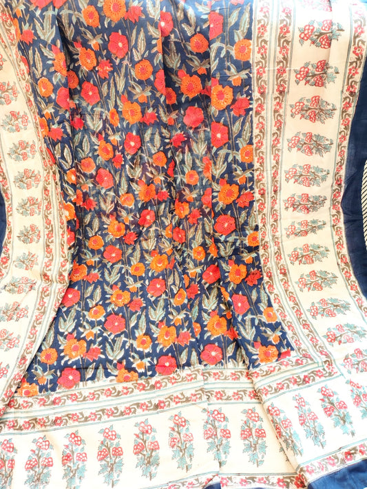 Orange Marie Hand Block Reversible Dohar