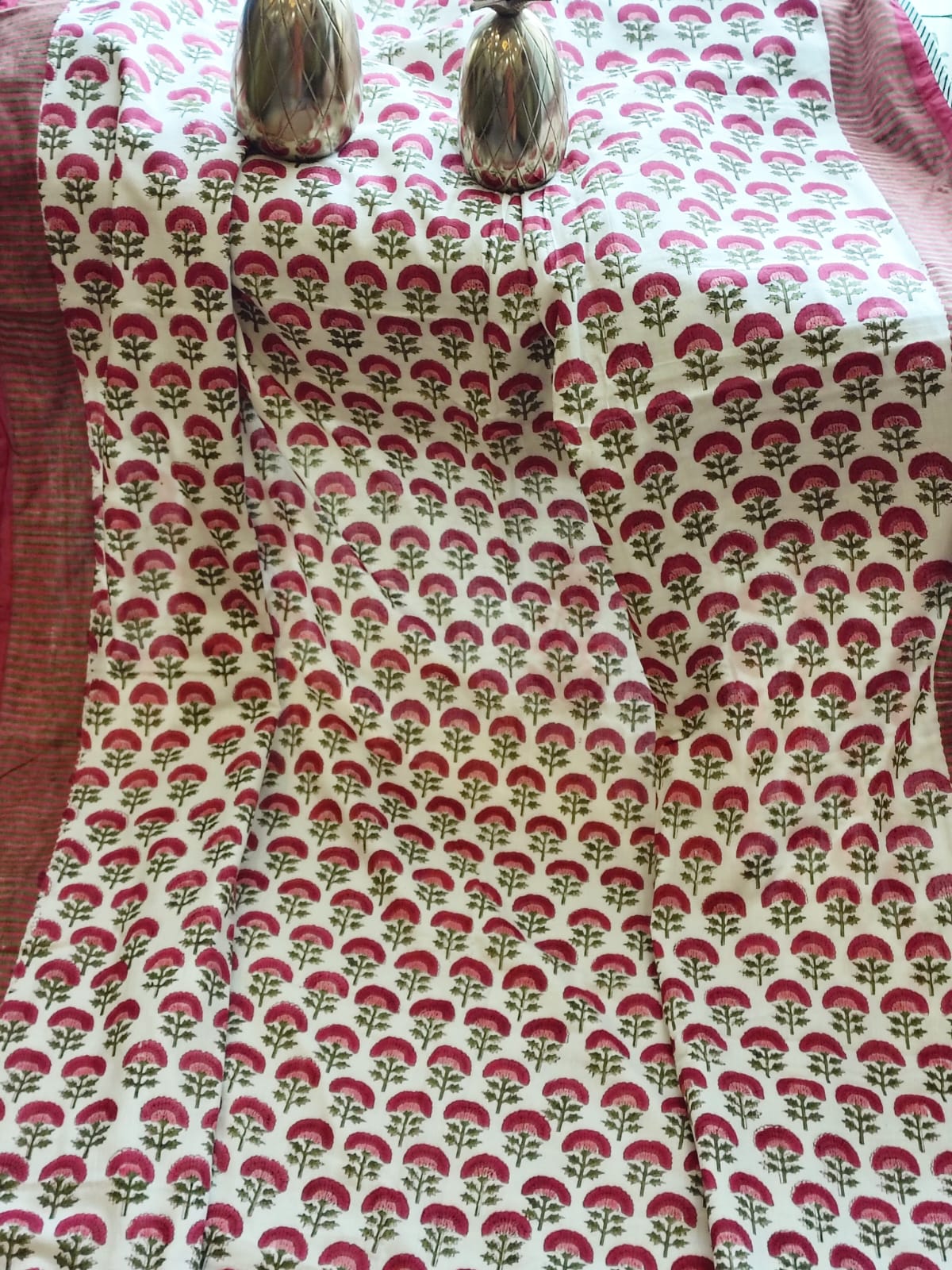 Red Floral Jaal Hand Block Reversible Dohar