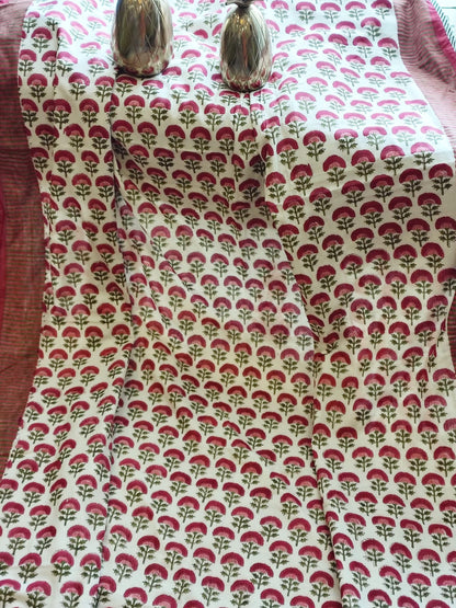 Red Floral Jaal Hand Block Reversible Dohar