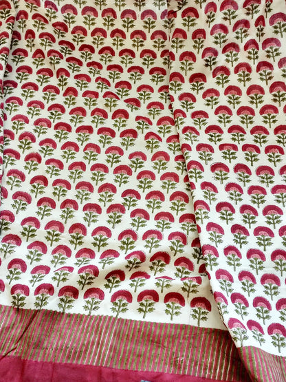 Red Floral Jaal Hand Block Reversible Dohar