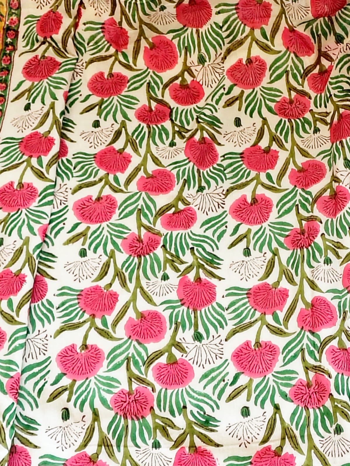 Pink Blossom Hand Block Reversible Dohar