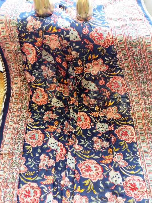 Purple Floral Hand Block Reversible Dohar
