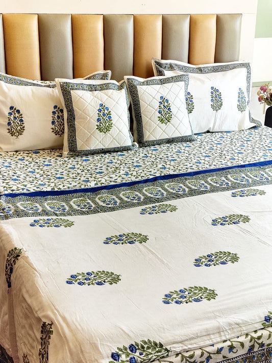 Blue Floral Jaal Hand Blocked Wedding Set