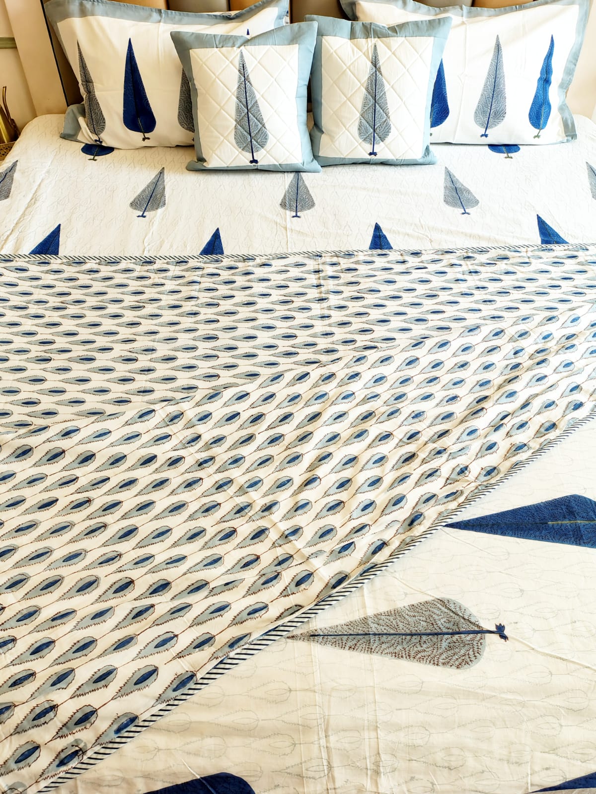 Blue Pine Hand Blocked Wedding Set