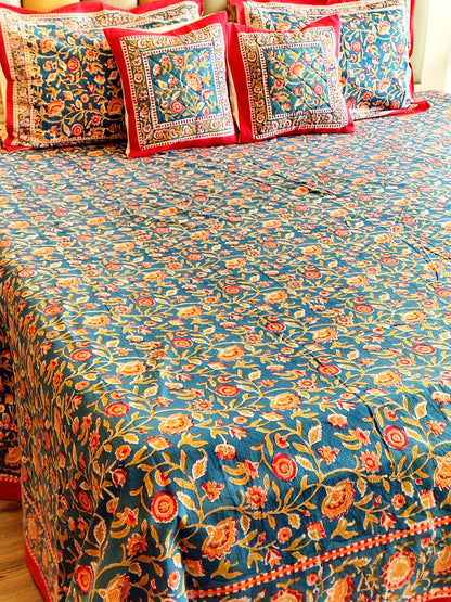 Begum Blue Floral Hand Blocked Wedding Set