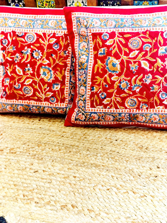 Set of 2 Hand Block Cushion Covers- Quilted