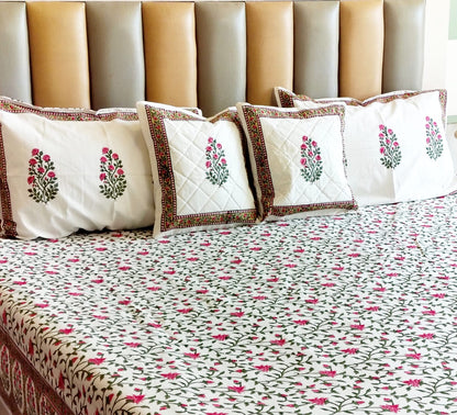 Pink Floral Jaal Hand Blocked Wedding Set