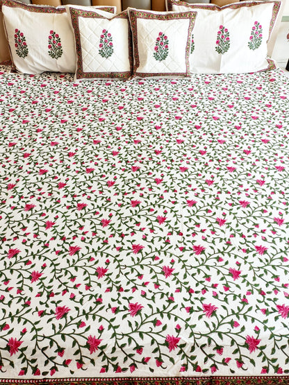 Pink Floral Jaal Hand Blocked Wedding Set