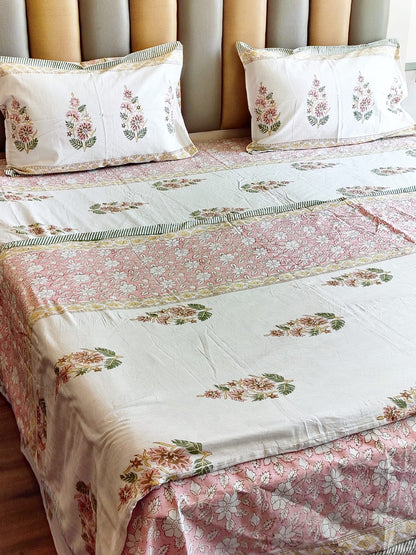 White Kamal Matching Bedsheet & Dohar Set