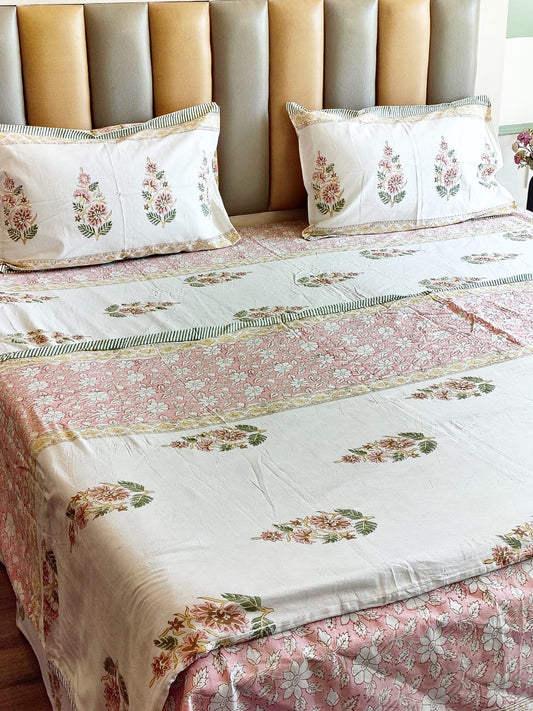 White Kamal Matching Bedsheet & Dohar Set