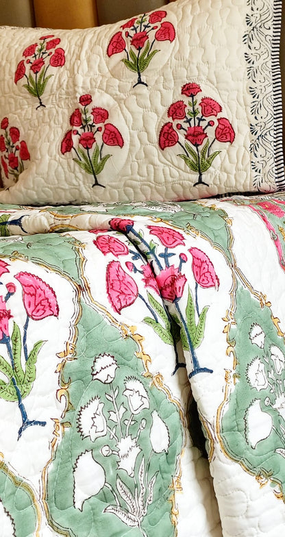 Guldasta Block Print Bedsheet and Bedcover Combo - 6 Piece Combo
