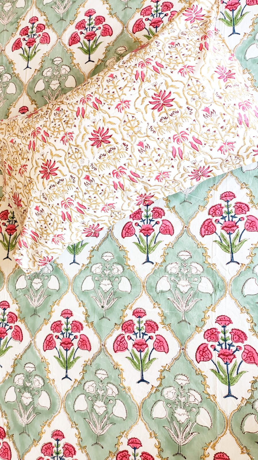 Guldasta Block Print Bedsheet and Bedcover Combo - 6 Piece Combo