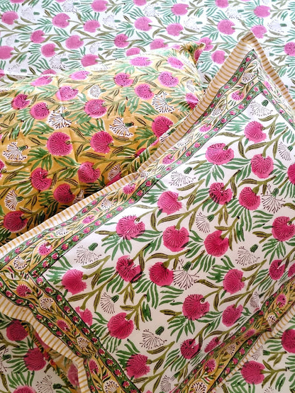 Pink Blossom Matching Bedsheet & Dohar Set