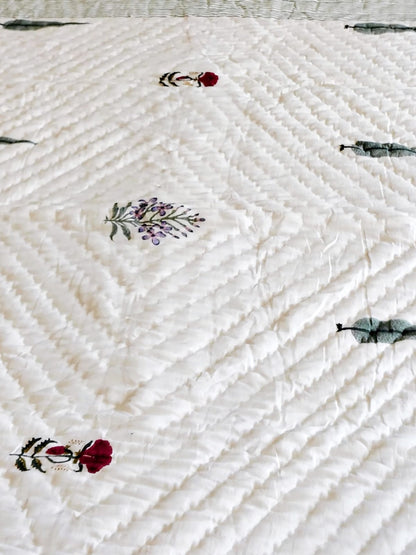 White Pine Hand Block Reversible Single Bed Quilt