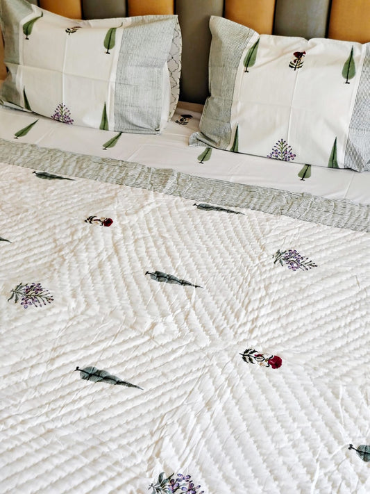 White Pine Hand Block Reversible Single Bed Quilt