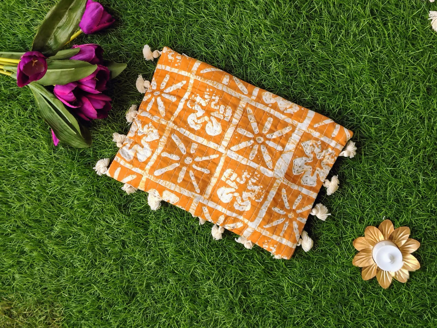 Hand Block Printed Flat Pouches with Zip