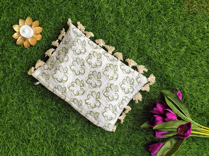 Hand Block Printed Flat Pouches with Zip