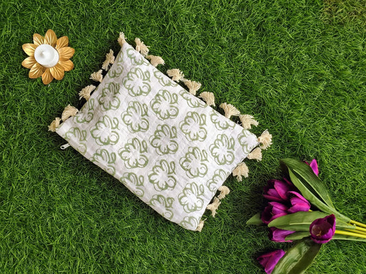 Hand Block Printed Flat Pouches with Zip